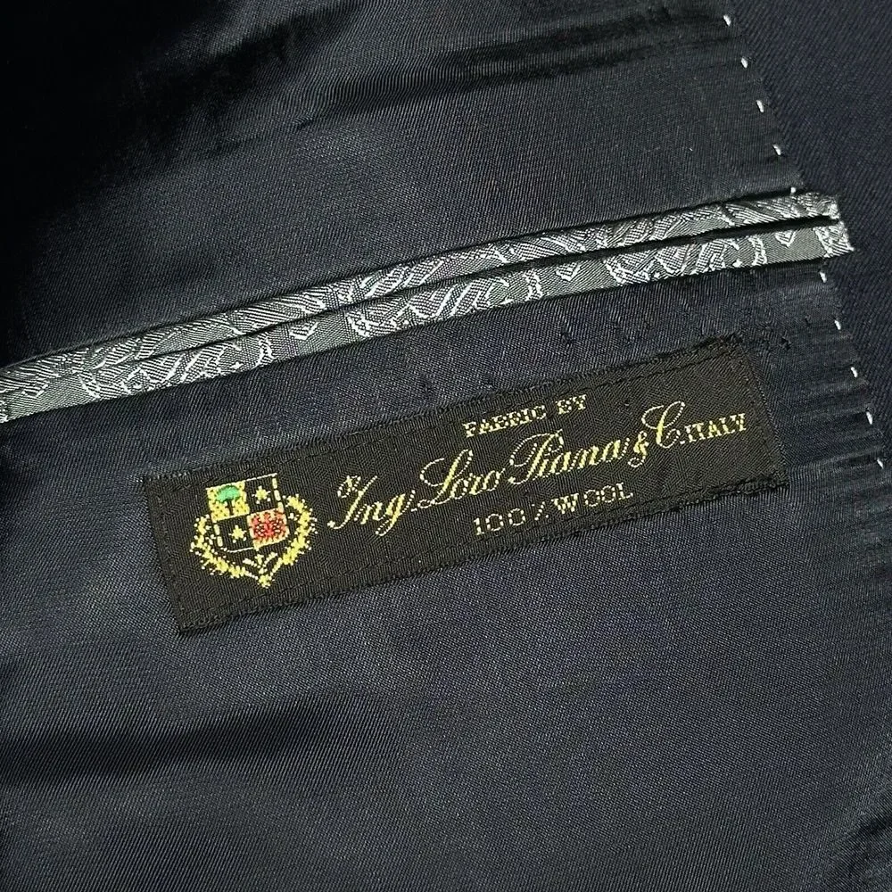 Joseph Abboud Loro Piano Wool‎ Dark Navy Two Button Blazer Jacket Men's Size 48R - Picture 7 of 16